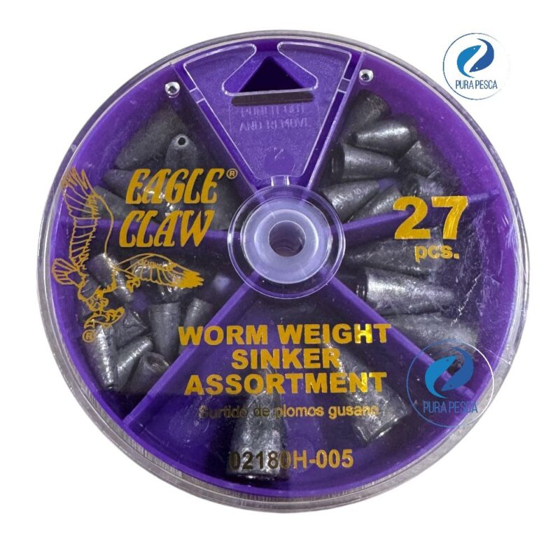Plomada Eagle Claw Worm kit x 27 Uds